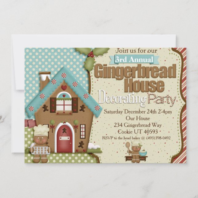 Gingerbread House Decorating Party Invitation (Front)
