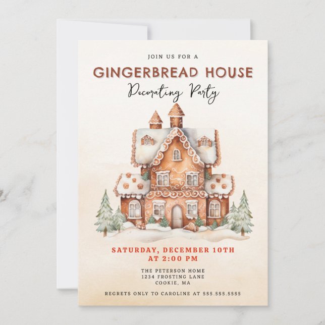 Gingerbread House Decorating Party Invitation (Front)
