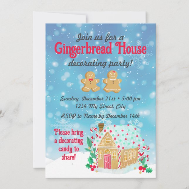 Gingerbread House Decorating Party Invitation (Front)