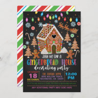 Gingerbread House Decorating Party Invitation - Bl