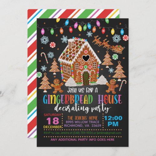 Gingerbread House Decorating Party Invitation _ Bl