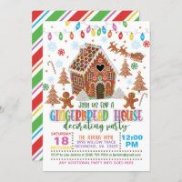 Gingerbread House Decorating Party Invitation - W