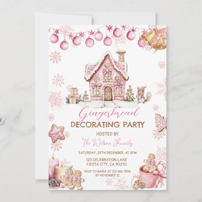 Gingerbread House Decorating Party Invite  (Front)