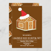 Gingerbread House Decorating Party Invite Brown