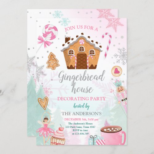 Gingerbread House Decorating Party Invite Cookie