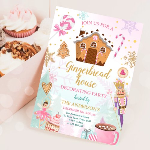 Gingerbread House Decorating Party Invite Cookie