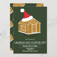 Gingerbread House Decorating Party Invite Green