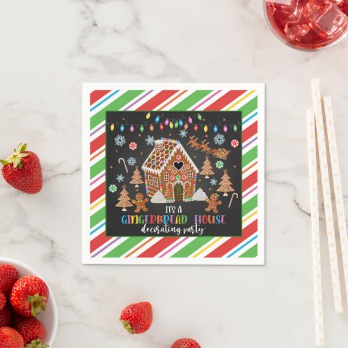 Gingerbread House Decorating Party Napkin _  Blk