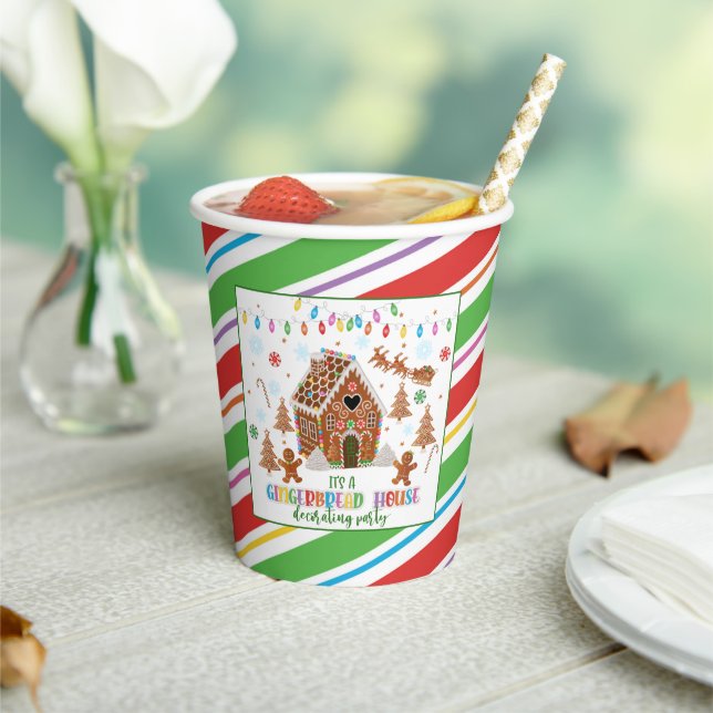 Gingerbread House Decorating Party Paper Cup - WH (Insitu)