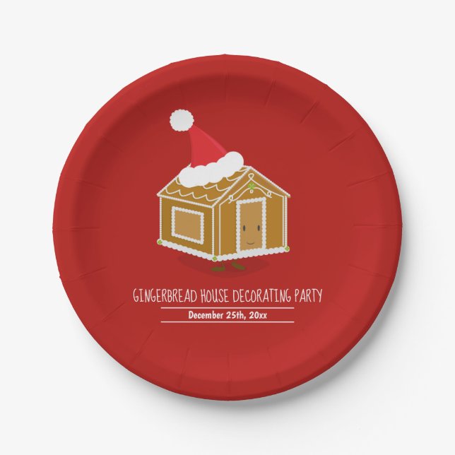 Gingerbread House Decorating Party Paper Plate (Front)