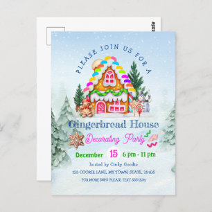 Gingerbread House Decorating Party Winter Holiday Postcard