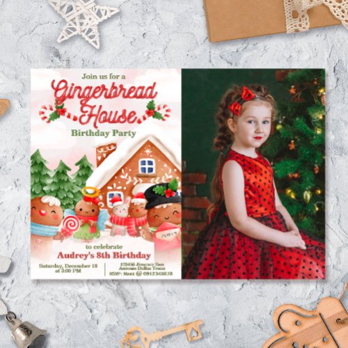 Gingerbread House Decorating Party with Photo Invitation