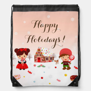 Gingerbread House Drawstring bag