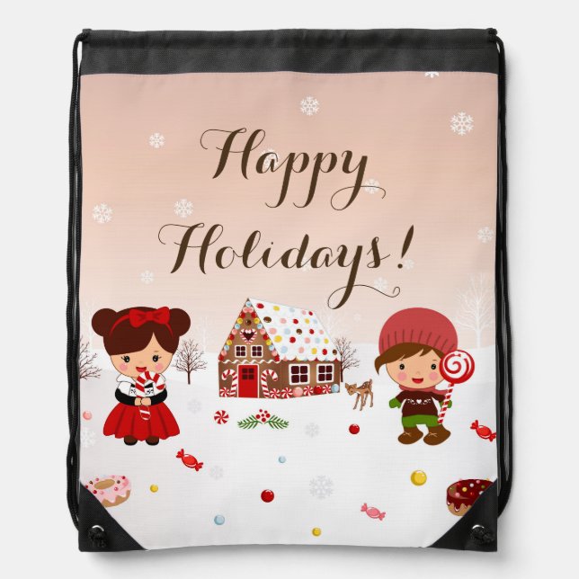 Gingerbread House Drawstring bag (Front)