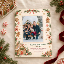 Gingerbread House Family Christmas Holiday Card