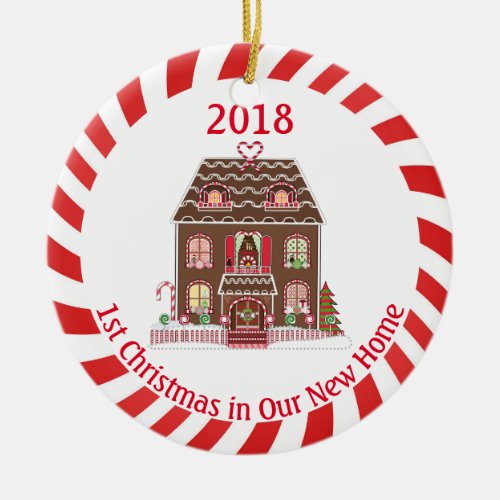 Gingerbread House First Christmas In New Home Ceramic Ornament