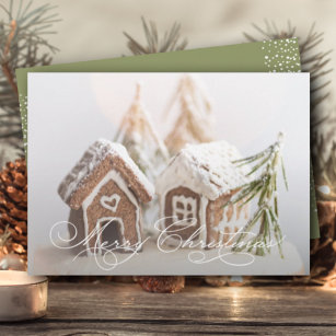 Gingerbread House Flat Christmas Holiday Card