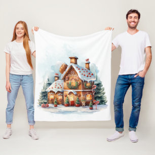 Gingerbread House Fleece Blanket