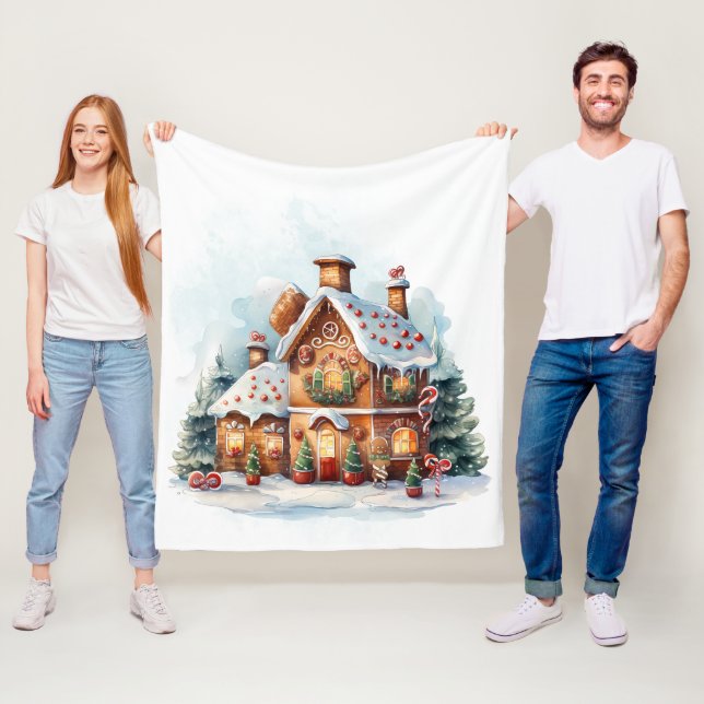 Gingerbread House Fleece Blanket (In Situ)