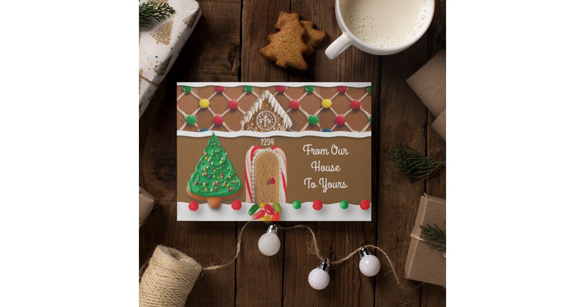 Gingerbread House From Our House To Yours Holiday Card | Zazzle