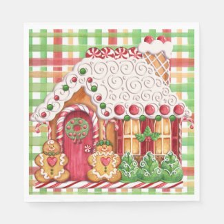 Gingerbread House Gingerbread Family Napkin