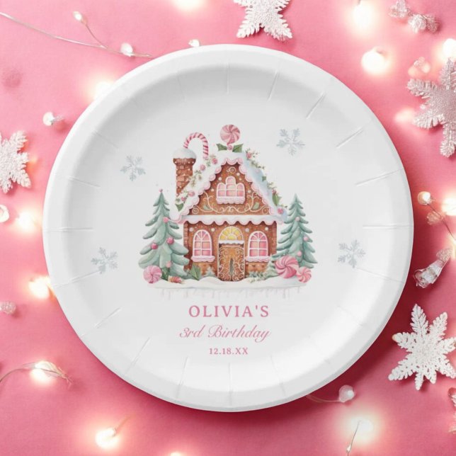 Gingerbread House Girl 1st Birthday Party  Paper Plates (Creator Uploaded)