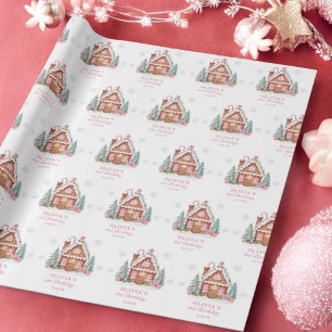 Gingerbread House Girl 1st Birthday Party  Wrapping Paper