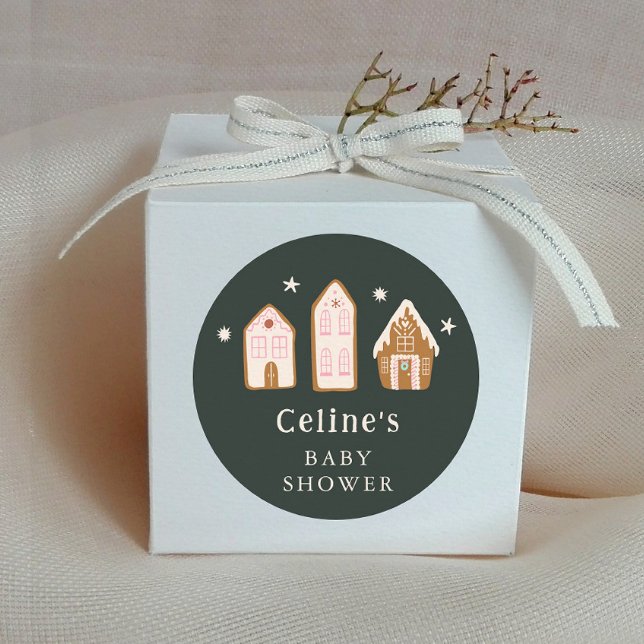 Gingerbread House Girl Baby Shower Favor Classic Round Sticker (Creator Uploaded)