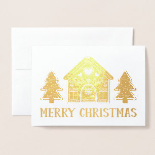 Gingerbread House Gold Foil Merry Christmas Card