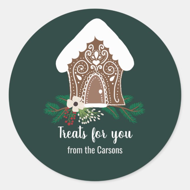 Gingerbread House Goodies Treats Gift Stickers (Front)