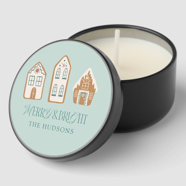 Gingerbread House Green Christmas Mini Candle Favors (Corner)