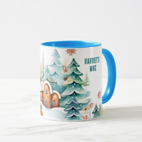 Gingerbread House Happy Christmas Editable text Mug