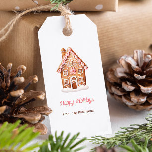 Gingerbread House Happy Holidays Christmas Gift Tags