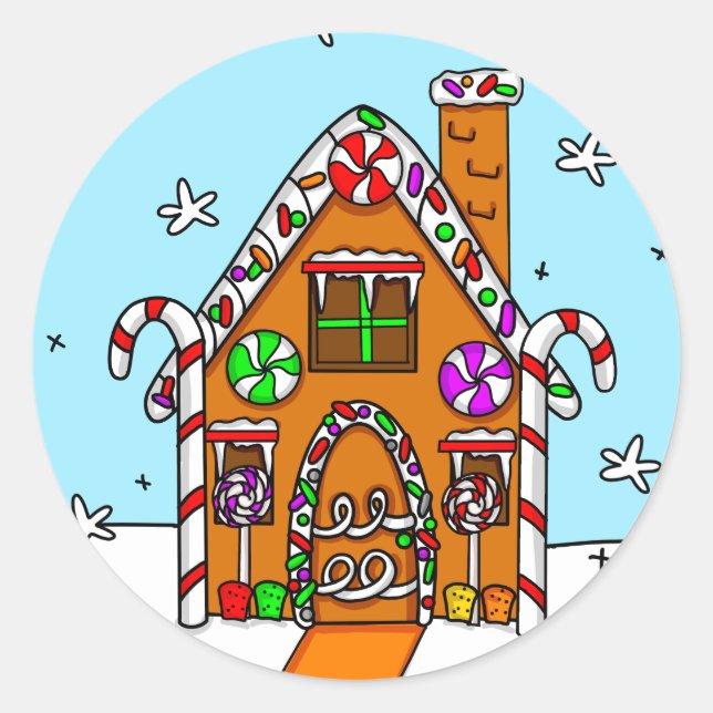 Gingerbread House Holiday Christmas Classic Round Sticker (Front)
