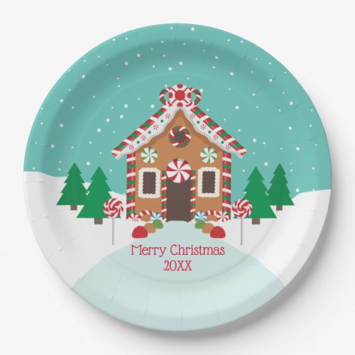 Gingerbread House Holiday Christmas Party Paper Plates