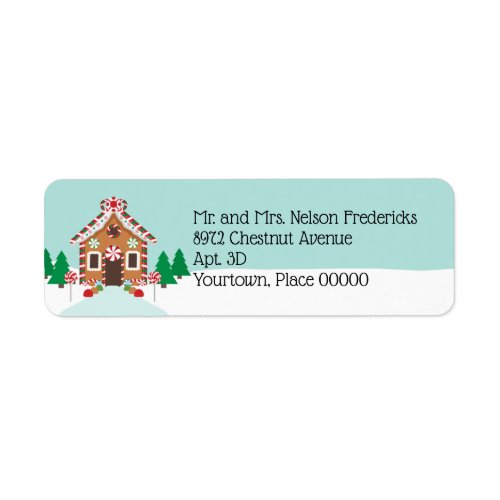 Gingerbread House Holiday Christmas Return Address Label