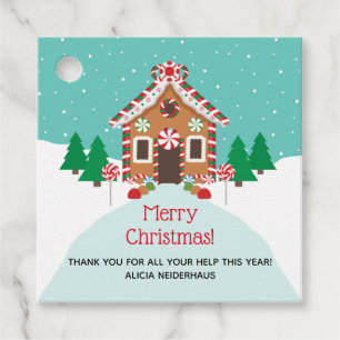 Gingerbread House Holiday Christmas Thank You Favor Tags