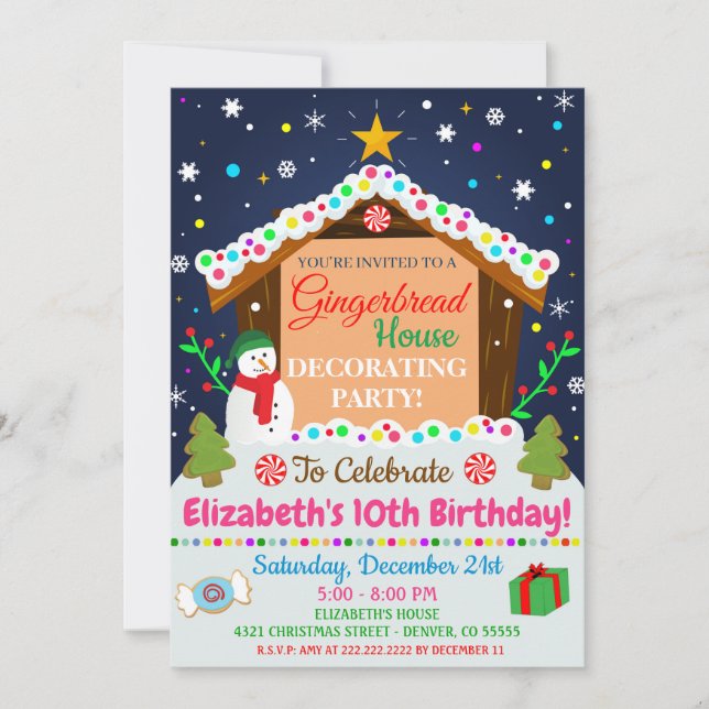 Gingerbread House Holiday Invitation (Front)
