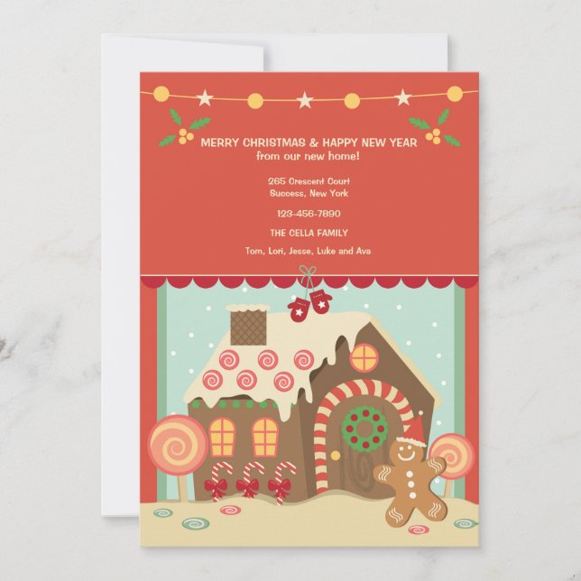 Gingerbread House Holiday Moving Announcement (Front)