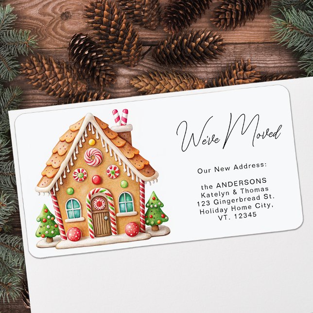 Gingerbread House Holiday Moving New Address  Label (Creator Uploaded)