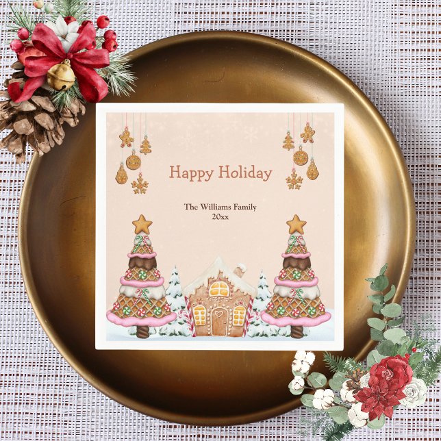 Gingerbread House Holiday Party Brown Napkins (Creator Uploaded)