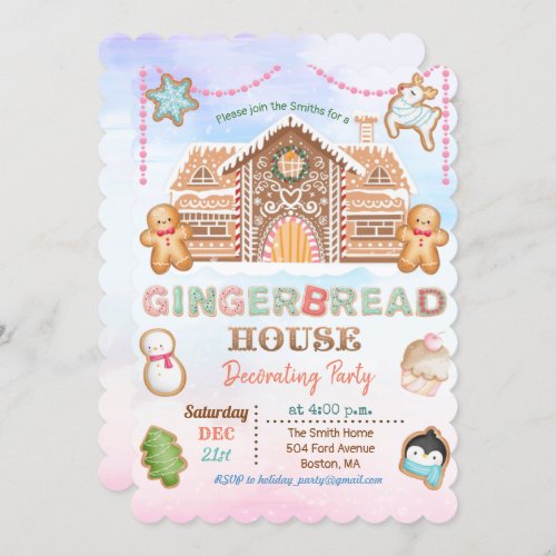 Gingerbread House Holiday Party Invitation