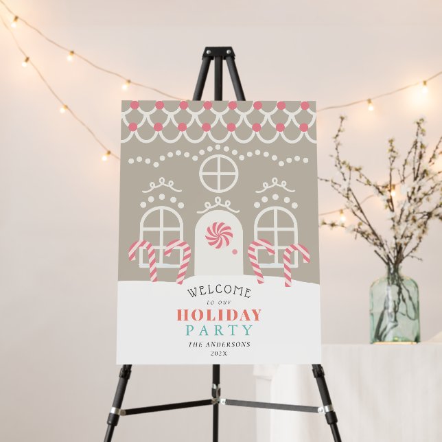 Gingerbread House Holiday Party Welcome Foam Board (In Situ (Stand))