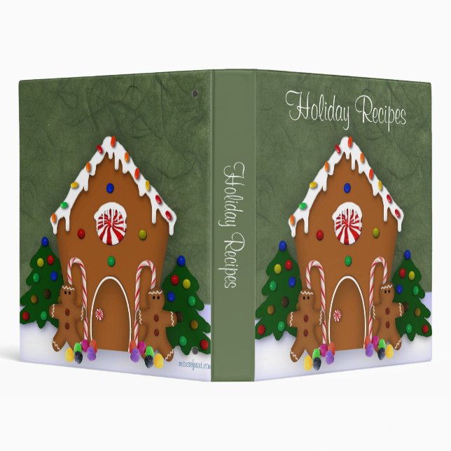 Gingerbread House Holiday Recipe Album 3 Ring Binder (Background)