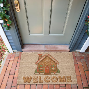 Gingerbread House Holiday Welcome Fiber Doormat
