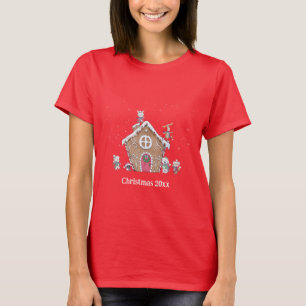 Gingerbread House Ice Skating Animals Custom Text T-Shirt