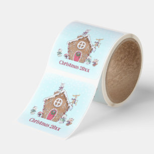 Gingerbread House Ice Skating Christmas Custom Square Sticker