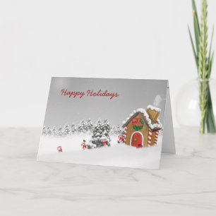 Gingerbread House In Snow Holiday Card