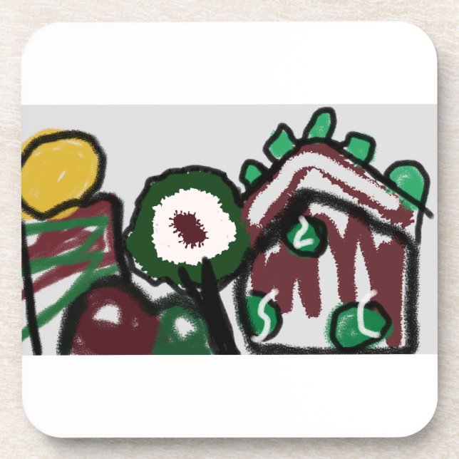 Gingerbread house joy love  beverage coaster (Front)