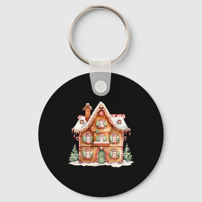 Gingerbread House Long Sleeve  Keychain (Front)